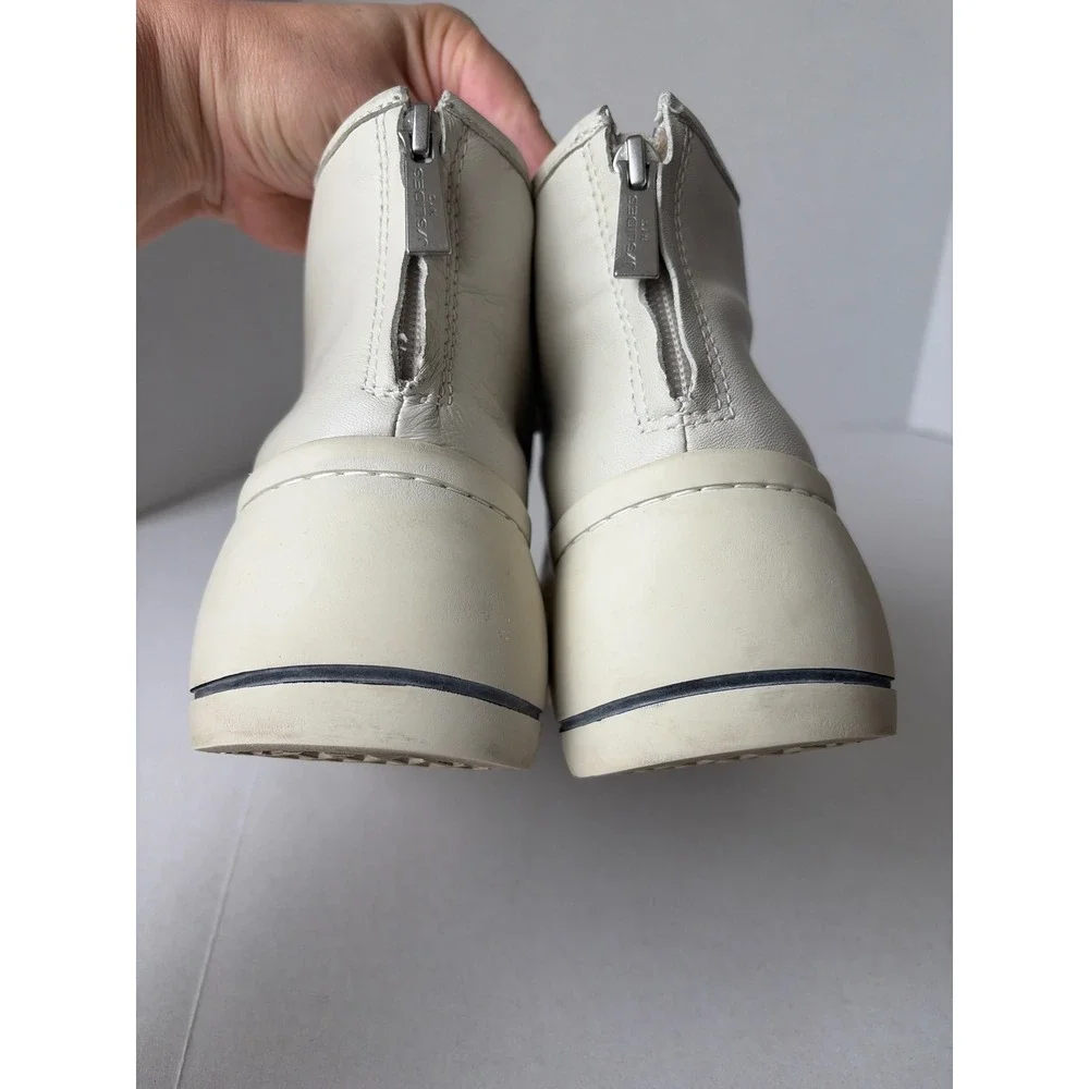J/Slides NYC Women Off White Leather High Top Platform Sneakers Size 6 Lug Sole